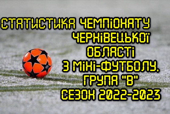 Статистика Чемпіонату області з міні-футболу. Перша ліга. Група “В”. Сезон 2022-2023