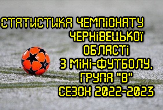 Статистика Чемпіонату області з міні-футболу. Перша ліга. Група “В”. Сезон 2022-2023